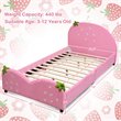 Pemberly Row MDF & Velvet Platform Kids Toddler Bed with 13 Ribs in Pink