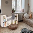 Pemberly Row Particle Board Multi-Purpose Kid Bookcase with 6 Cubby in White