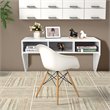 Pemberly Row Contemporary MDF Wall Mounted Floating Computer Desk in White