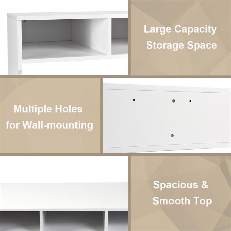 Pemberly Row Contemporary MDF Wall Mounted Floating Computer Desk in White