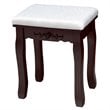 Pemberly Row MDF Vanity Dressing Table Set with 2 Side Drawers in Brown