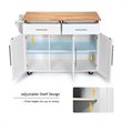 Pemberly Row MDF & Rubber Wood White Kitchen Island Trolley Cart w/ Knife Block