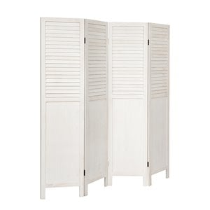 Pemberly Row 4-panel Contemporary Wood Folding Privacy Room Divider in White