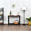Pemberly Row Wood and Iron Console Sofa Table with Storage Shelf in Black