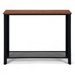 Pemberly Row Wood and Iron Console Sofa Table with Storage Shelf in Black