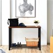 Pemberly Row Wood and Iron Console Sofa Table with Storage Shelf in Black