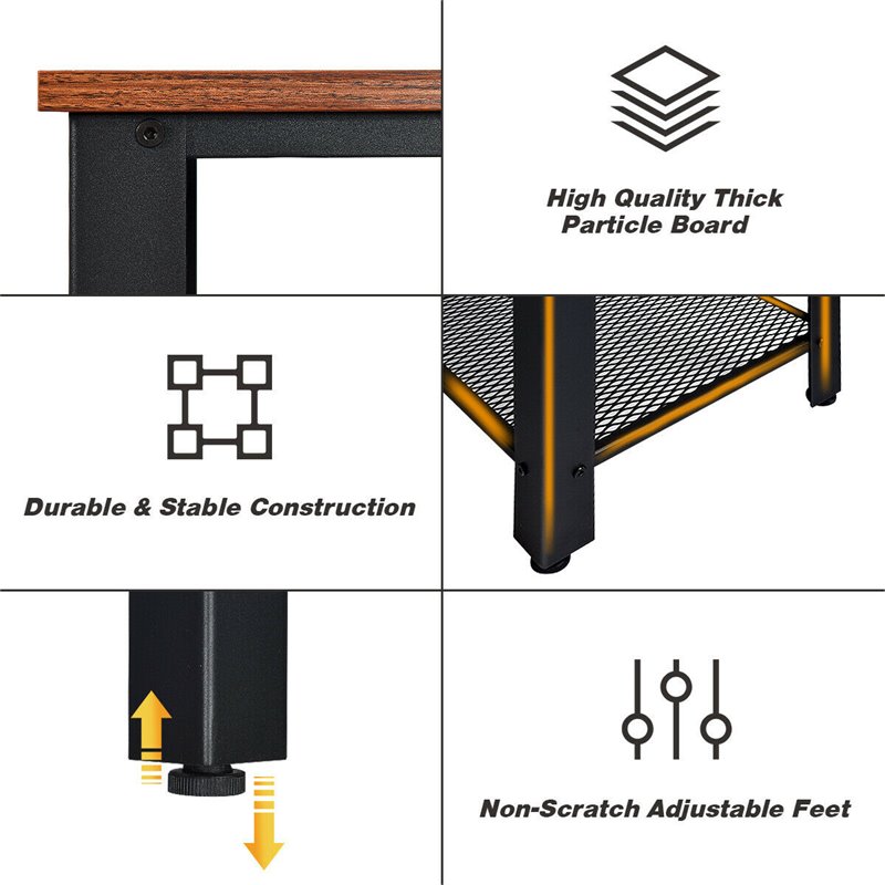 Pemberly Row Wood and Iron Console Sofa Table with Storage Shelf in Black