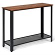 Pemberly Row Wood and Iron Console Sofa Table with Storage Shelf in Black