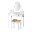 Pemberly Row MDF & Wood Vanity Dressing Table Set w/ Stool & Oval Mirror - White