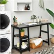Pemberly Row Engineered Wood Computer Desk with Removable Shelf in Black