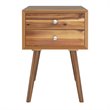 Pemberly Row Contemporary Solid Wood Nightstand with 2 Sliding Drawers in Walnut