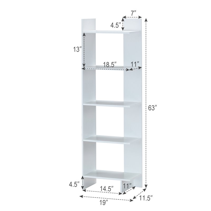 Pemberly Row 5-Tier Engineered Wood Bookcase with Open Shelves in White