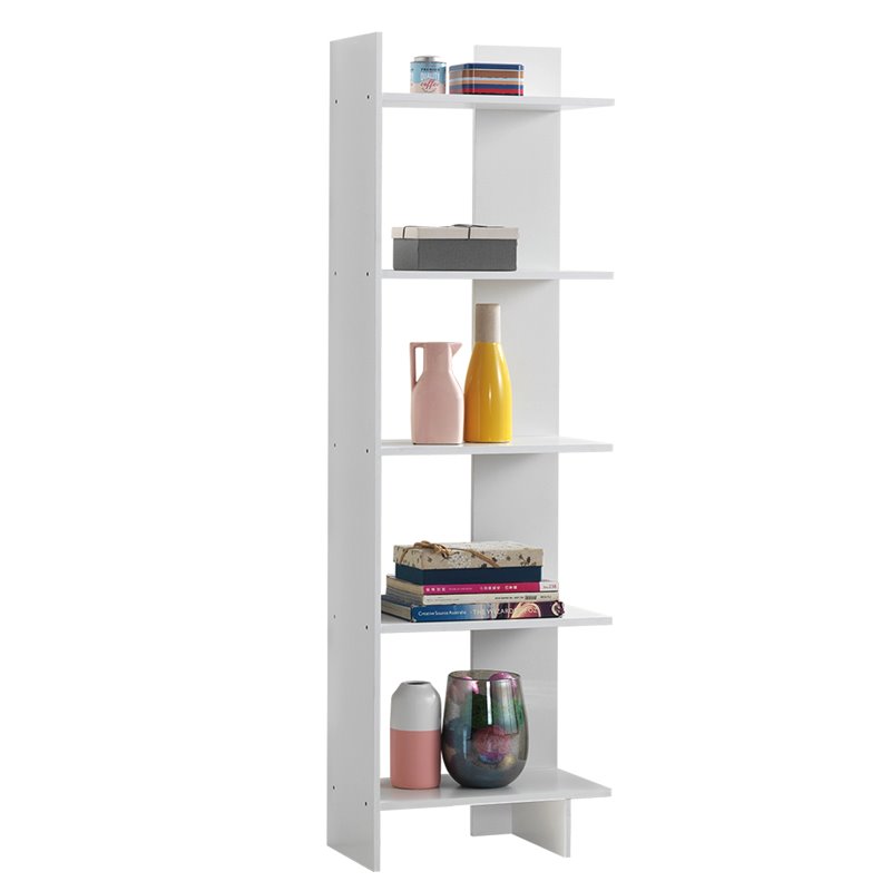 Pemberly Row 5-Tier Engineered Wood Bookcase with Open Shelves in White
