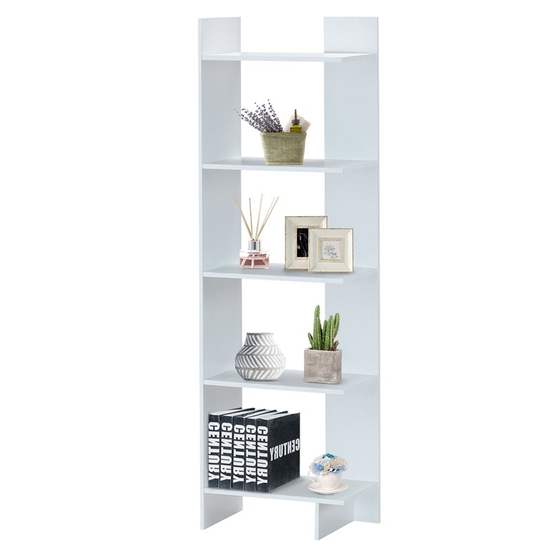 Pemberly Row 5-Tier Engineered Wood Bookcase with Open Shelves in White