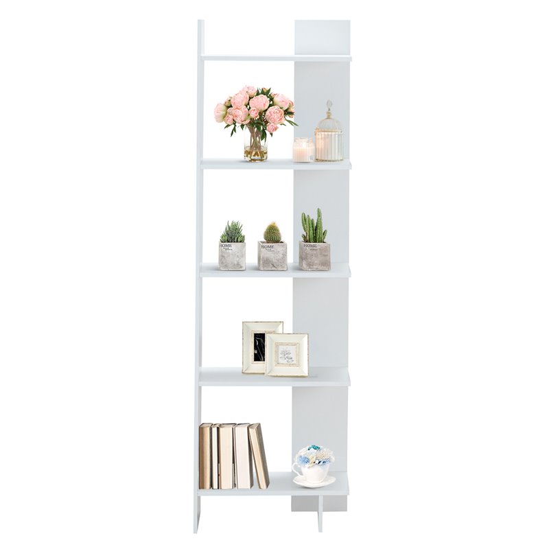 Pemberly Row 5-Tier Engineered Wood Bookcase with Open Shelves in White
