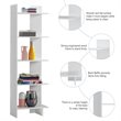 Pemberly Row 5-Tier Engineered Wood Bookcase with Open Shelves in White