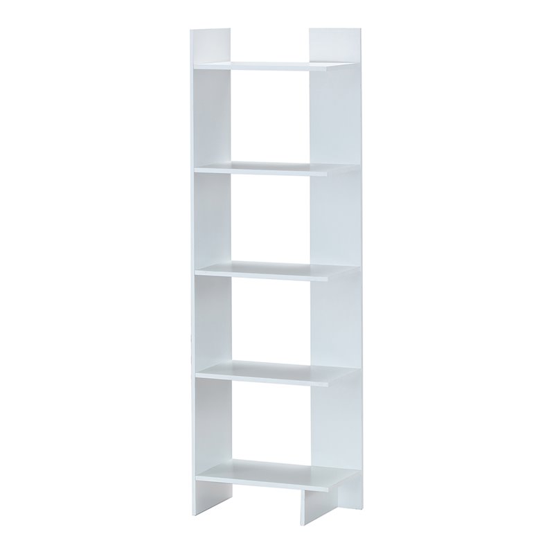 Pemberly Row 5-Tier Engineered Wood Bookcase with Open Shelves in White
