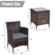 Pemberly Row 3-piece PE Rattan Outdoor Wicker Furniture Sets Chairs in Gray