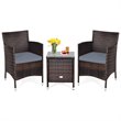 Pemberly Row 3-piece PE Rattan Outdoor Wicker Furniture Sets Chairs in Gray