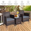 Pemberly Row 3-piece PE Rattan Outdoor Wicker Furniture Sets Chairs in Gray
