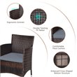 Pemberly Row 3-piece PE Rattan Outdoor Wicker Furniture Sets Chairs in Gray