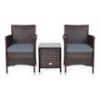 Pemberly Row 3-piece PE Rattan Outdoor Wicker Furniture Sets Chairs in Gray