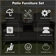 Pemberly Row Rattan Steel Patio Loveseat Sofa Set with 2 Thick Cushions in Beige