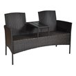 Pemberly Row Rattan Steel Patio Loveseat Sofa Set with 2 Thick Cushions in Beige