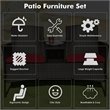 Pemberly Row Rattan Steel Patio Loveseat Sofa Set with 2 Thick Cushions in Red