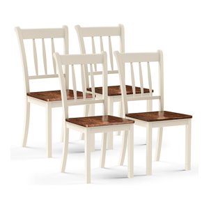 Pemberly Row Rubber Wood Dining Chair with High Back in White (Set of 2)