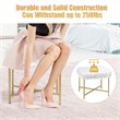 Pemberly Row Contemporary Faux-Fur Plush Footrest Stool with Metal Legs in White