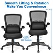 Pemberly Row Plastic and Sponge Mesh Office Chair with Lumbar Support in Black