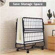 Pemberly Row Steel Foldable Daybed with 4 inch Memory Foam Mattress in White