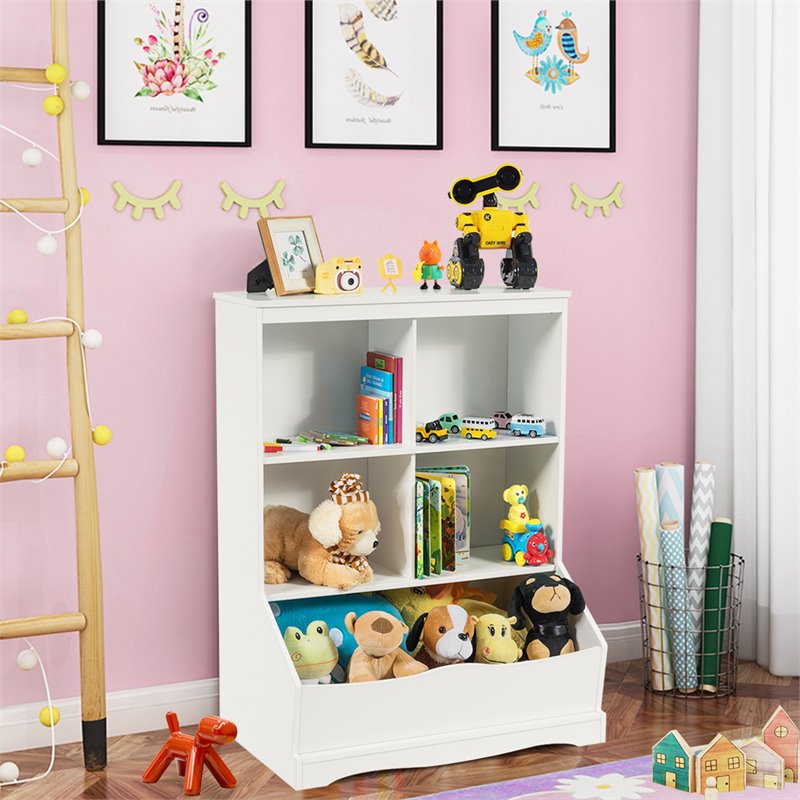 Pemberly Row 3-Tier MDF Board Multi-Functional Bookcase in White
