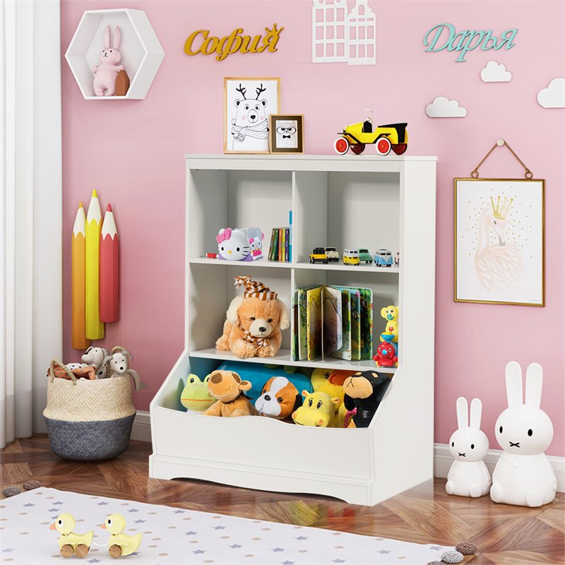 Pemberly Row 3-Tier MDF Board Multi-Functional Bookcase in White