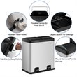 Pemberly Row 16-gallon Stainless Steel Dual Step Trash Can in Silver