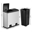Pemberly Row 16-gallon Stainless Steel Dual Step Trash Can in Silver