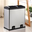 Pemberly Row 16-gallon Stainless Steel Dual Step Trash Can in Silver