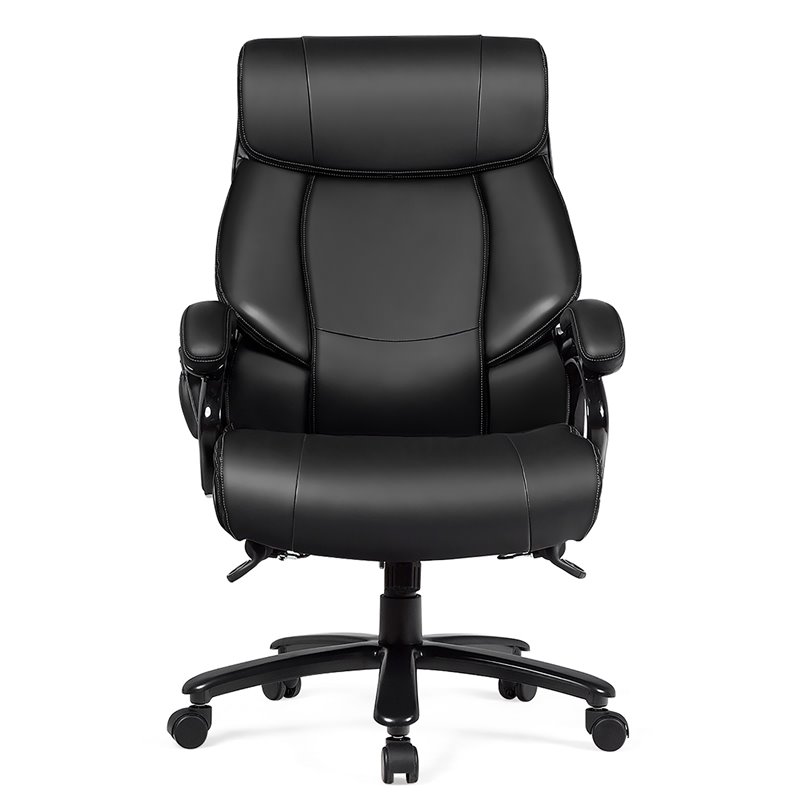 Pemberly Row Faux Leather Big & Tall 400lb Massage Office Chair in Black