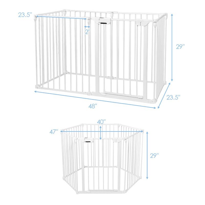 Pemberly Row 6-panel Contemporary Metal Adjustable Baby Safety Gate in White