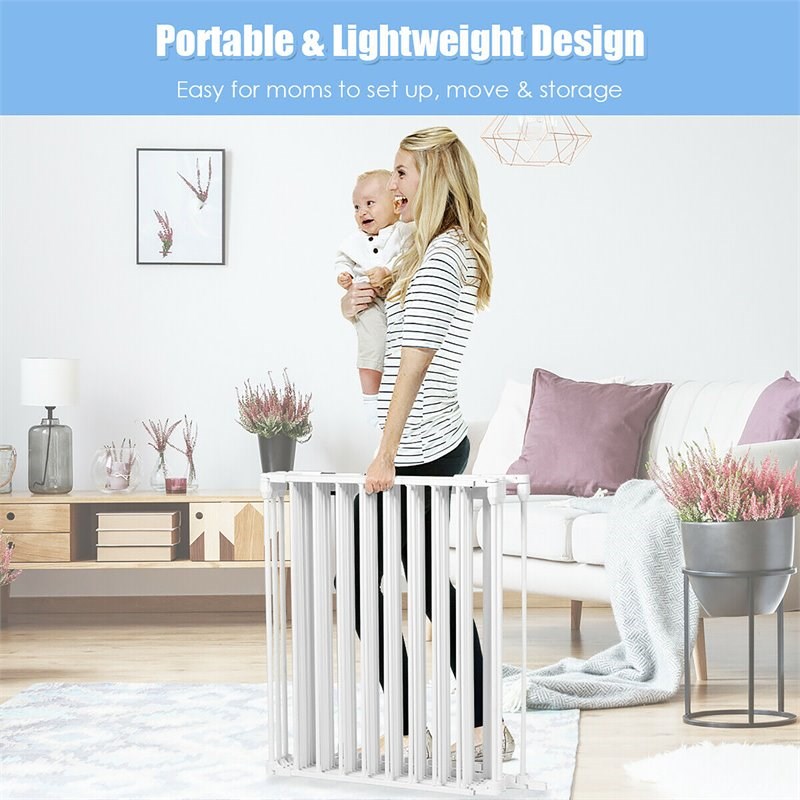 Pemberly Row 6-panel Contemporary Metal Adjustable Baby Safety Gate in White