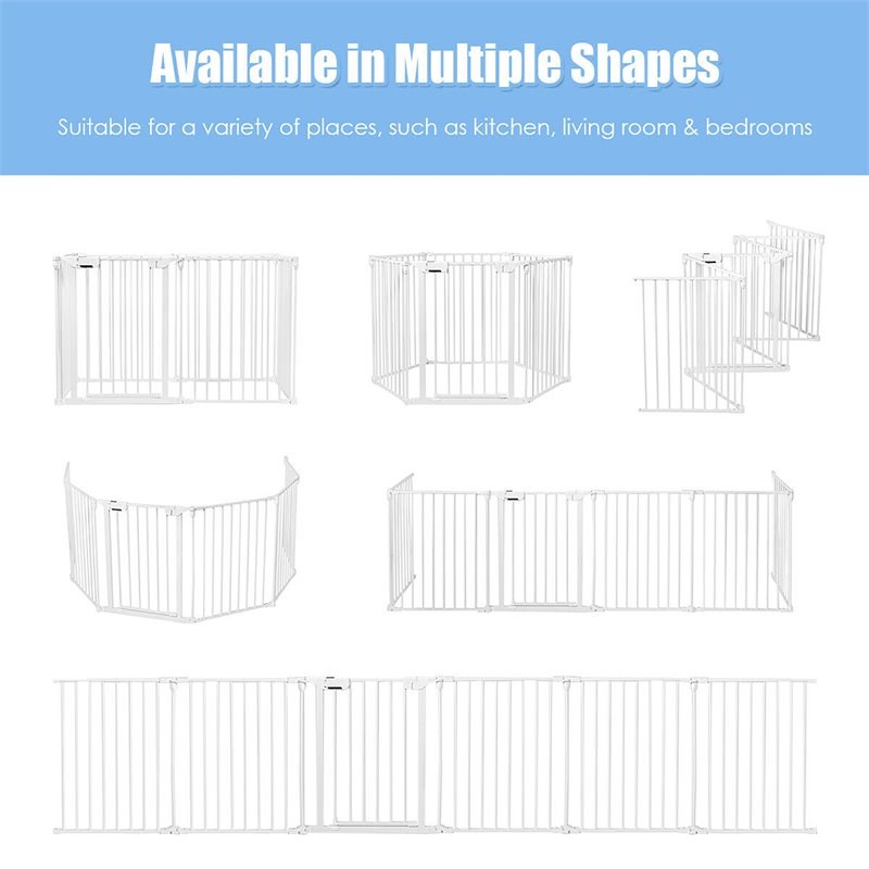 Pemberly Row 6-panel Contemporary Metal Adjustable Baby Safety Gate in White
