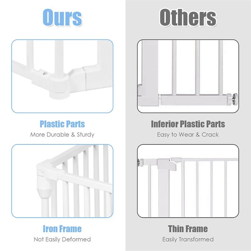 Pemberly Row 6-panel Contemporary Metal Adjustable Baby Safety Gate in White