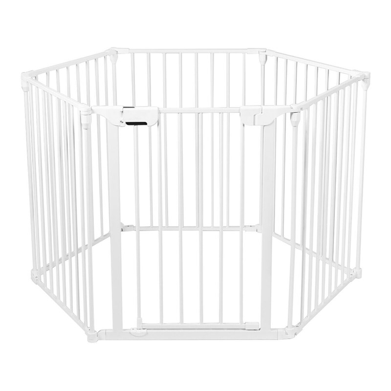 Pemberly Row 6-panel Contemporary Metal Adjustable Baby Safety Gate in White