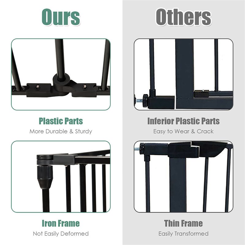 Pemberly Row 8-panel Contemporary Metal Adjustable Baby Safety Gate in Black