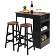 Pemberly Row 3-Pc Industrial Steel Counter Bar Table Set with Storage in Black