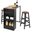 Pemberly Row 3-Pc Industrial Steel Counter Bar Table Set with Storage in Black