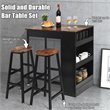 Pemberly Row 3-Pc Industrial Steel Counter Bar Table Set with Storage in Black