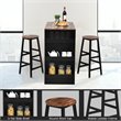 Pemberly Row 3-Pc Industrial Steel Counter Bar Table Set with Storage in Black