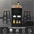 Pemberly Row 3-Pc Industrial Steel Counter Bar Table Set with Storage in Black